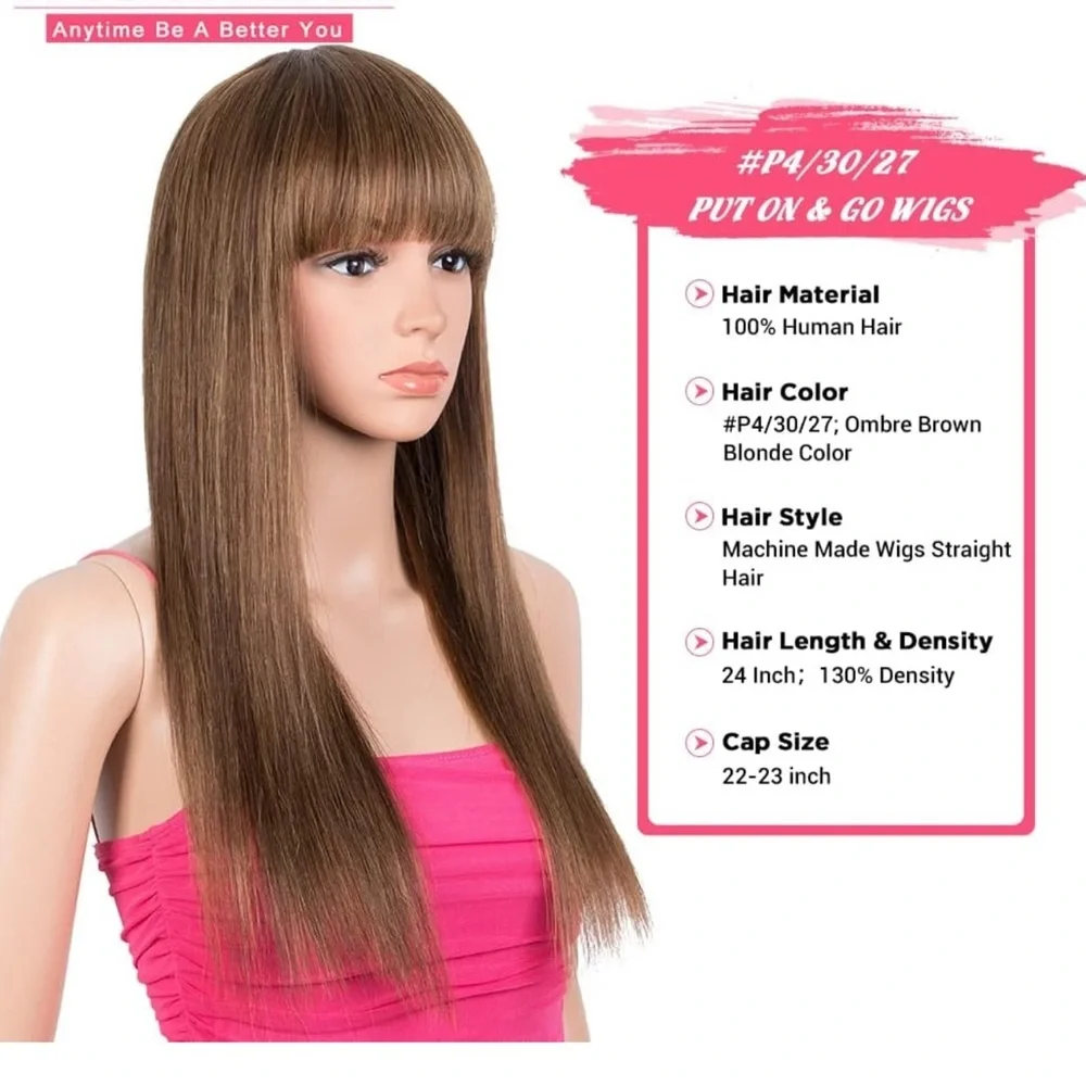 Blooming Hair  100% 10A Human Hair Bang Wig
